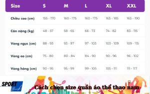 Cách chọn size quần áo thể thao nam
