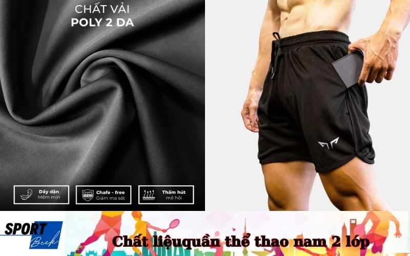 Chất liệu phổ biến trong quần thể thao nam 2 lớp